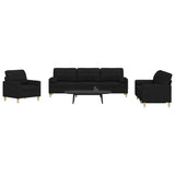 Ensemble de canapés 3 pcs avec coussins décoratifs noir tissu