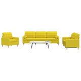 Ensemble de canapés 3 pcs coussins décoratifs jaune clair tissu