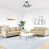 Ensemble de canapés 3 pcs avec repose-pied crème tissu