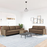 Ensemble de canapés 3 pcs avec repose-pied marron tissu