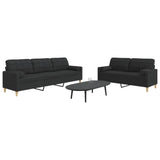 Ensemble de canapés 2 pcs avec coussins décoratifs noir tissu