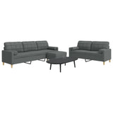 Ensemble de canapés 3 pcs repose-pied et coussins décoratifs