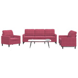 Ensemble de canapés 3 pcs avec coussins Rouge bordeaux Velours