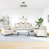 Ensemble de canapés 3 pcs avec coussins Crème Velours