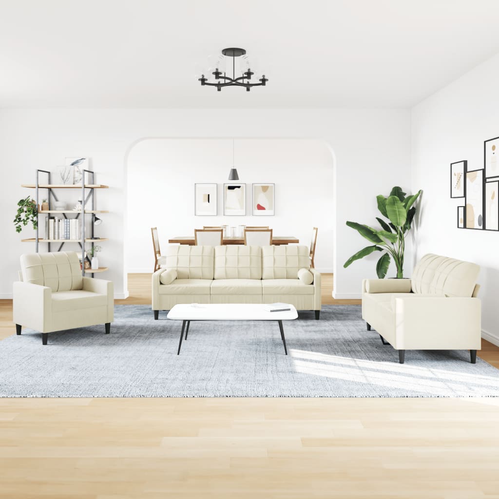 Ensemble de canapés 3 pcs avec coussins et traversins velours