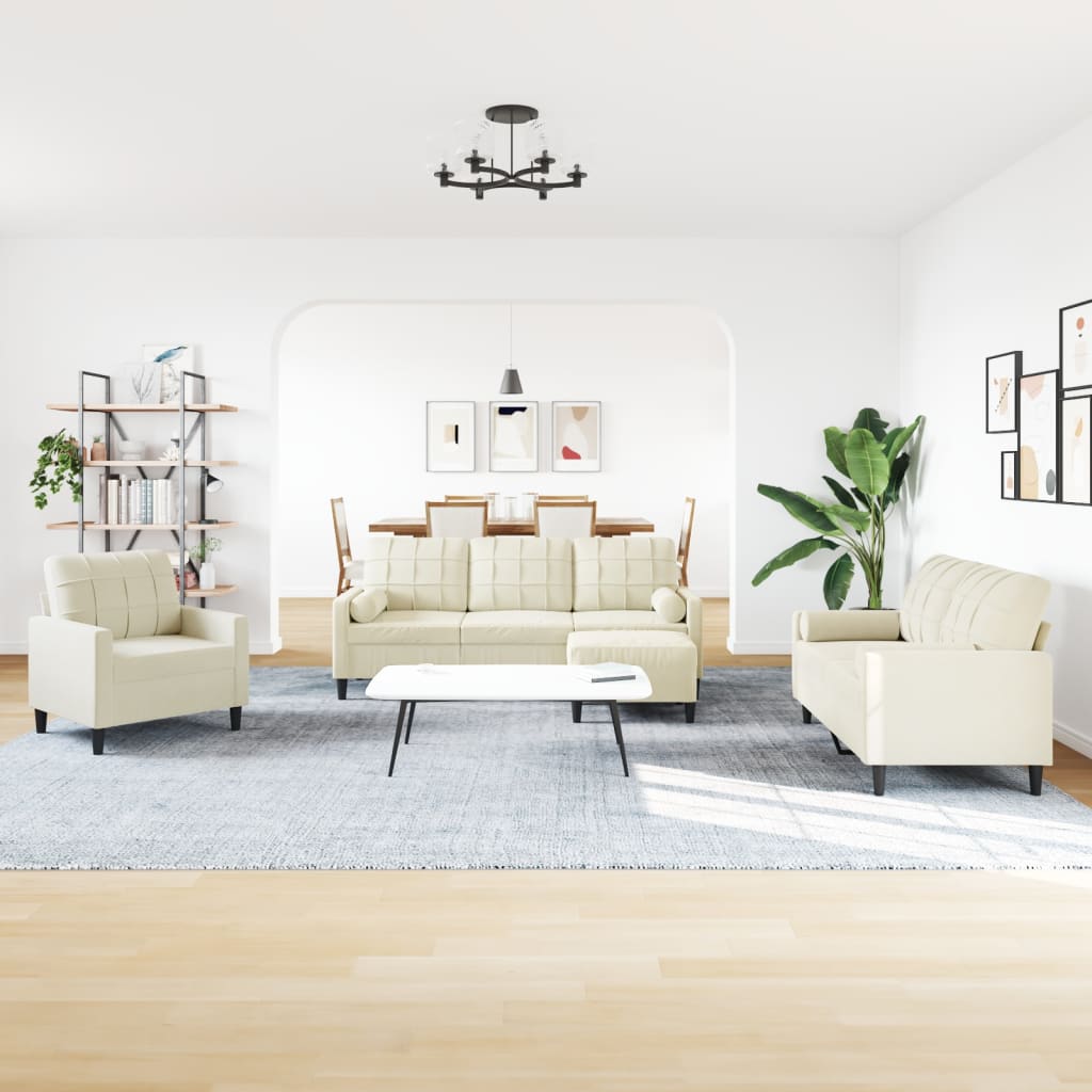 Ensemble de canapés 4 pcs avec coussins et traversins velours