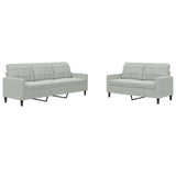 Ensemble de canapés 2 pcs avec coussins Gris clair Velours