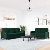 Ensemble de canapés 2 pcs avec coussins Vert foncé Velours