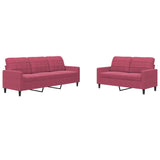 Ensemble de canapés 2 pcs avec coussins Rouge bordeaux Velours