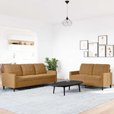 Ensemble de canapés 2 pcs avec coussins Marron Velours