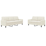 Ensemble de canapés 2 pcs avec coussins Crème Velours