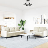 Ensemble de canapés 2 pcs avec coussins Crème Velours