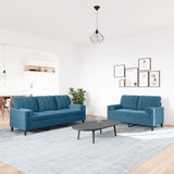 Ensemble de canapés 2pcs et coussins et traversins bleu velours