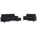 Ensemble de canapés 3pcs et coussins et traversins noir velours