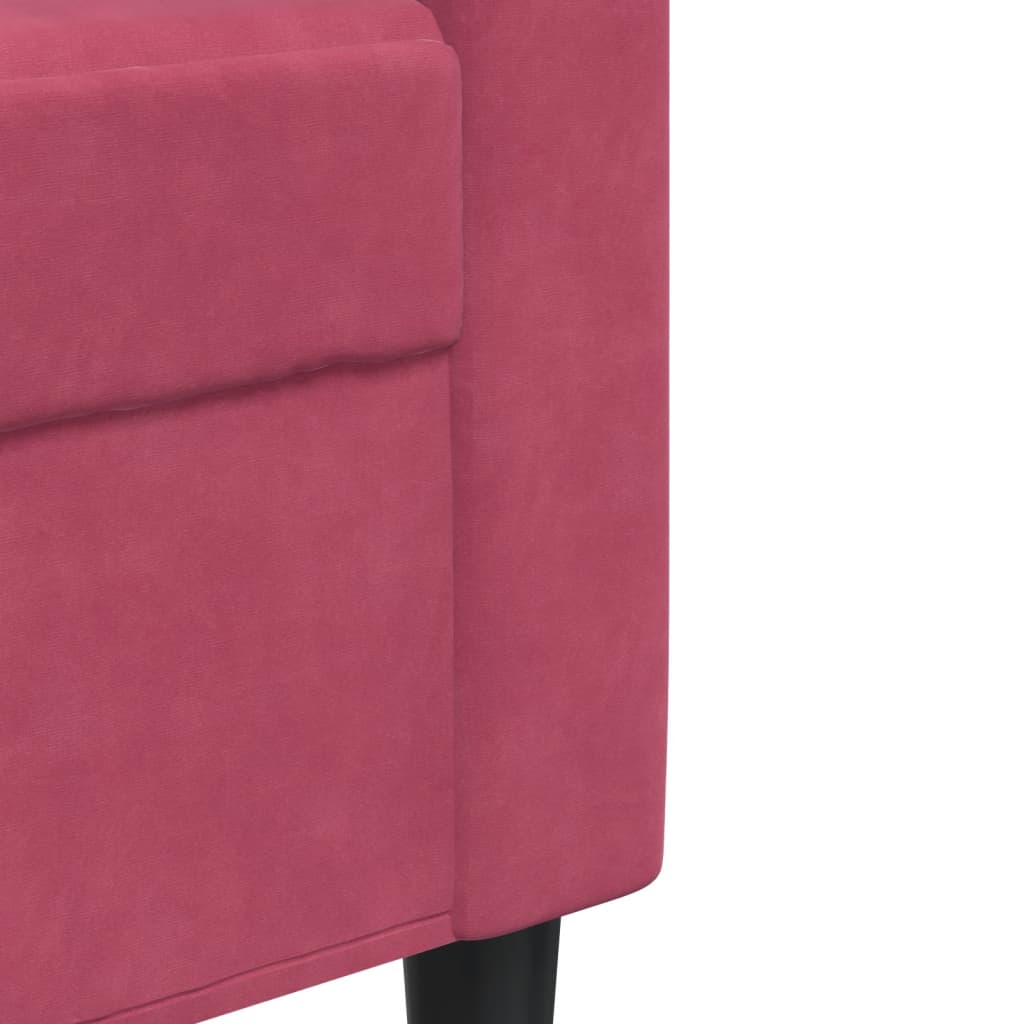 Ensemble de canapés 3 pcs avec coussins Rouge bordeaux Velours