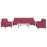 Ensemble de canapés 3 pcs avec coussins Rouge bordeaux Velours