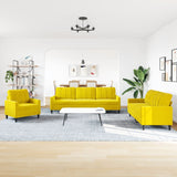 Ensemble de canapés 4 pcs avec coussins Jaune Velours