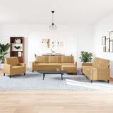 Ensemble de canapés 4 pcs avec coussins Marron Velours