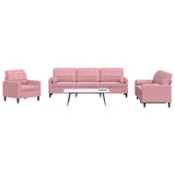 Ensemble de canapés 3pcs et coussins et traversins rose velours