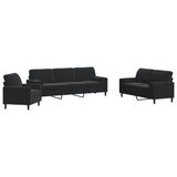 Ensemble de canapés 3pcs et coussins et traversins noir velours