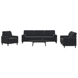 Ensemble de canapés 3pcs et coussins et traversins noir velours