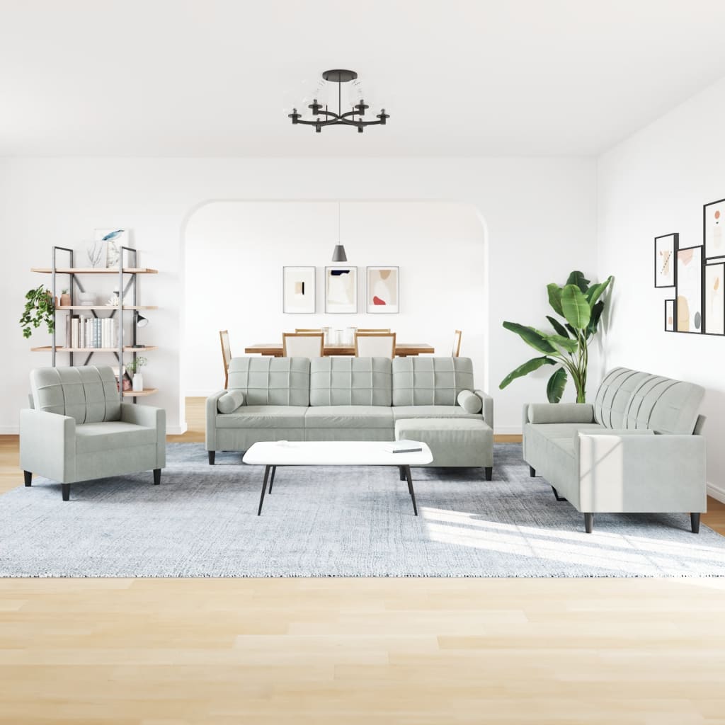 Ensemble de canapés 4 pcs et coussins et traversins velours