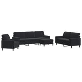 Ensemble de canapés 4pcs et coussins et traversins noir velours
