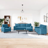 Ensemble de canapés 4pcs et coussins et traversins bleu velours