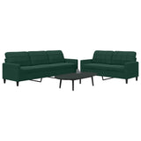 Ensemble de canapés 2 pcs avec coussins Vert foncé Velours