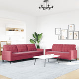 Ensemble de canapés 2 pcs avec coussins Rouge bordeaux Velours