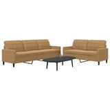 Ensemble de canapés 2 pcs avec coussins Marron Velours