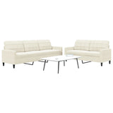 Ensemble de canapés 2 pcs avec coussins Crème Velours