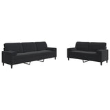 Ensemble de canapés 2pcs et coussins et traversins noir velours