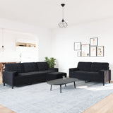 Ensemble de canapés 3pcs et coussins et traversins noir velours
