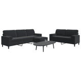 Ensemble de canapés 3pcs et coussins et traversins noir velours