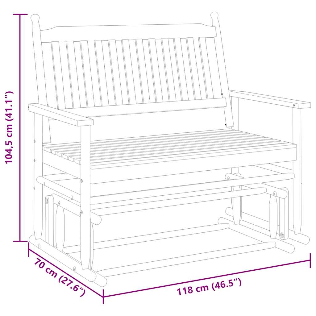Banc balancelle noir 118x70x104,5 cm bois massif de peuplier