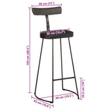 Tabourets de bar lot de 2 noir 49x43x103cm bois manguier massif