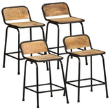 Tabourets de bar lot de 4 bois massif manguier brut