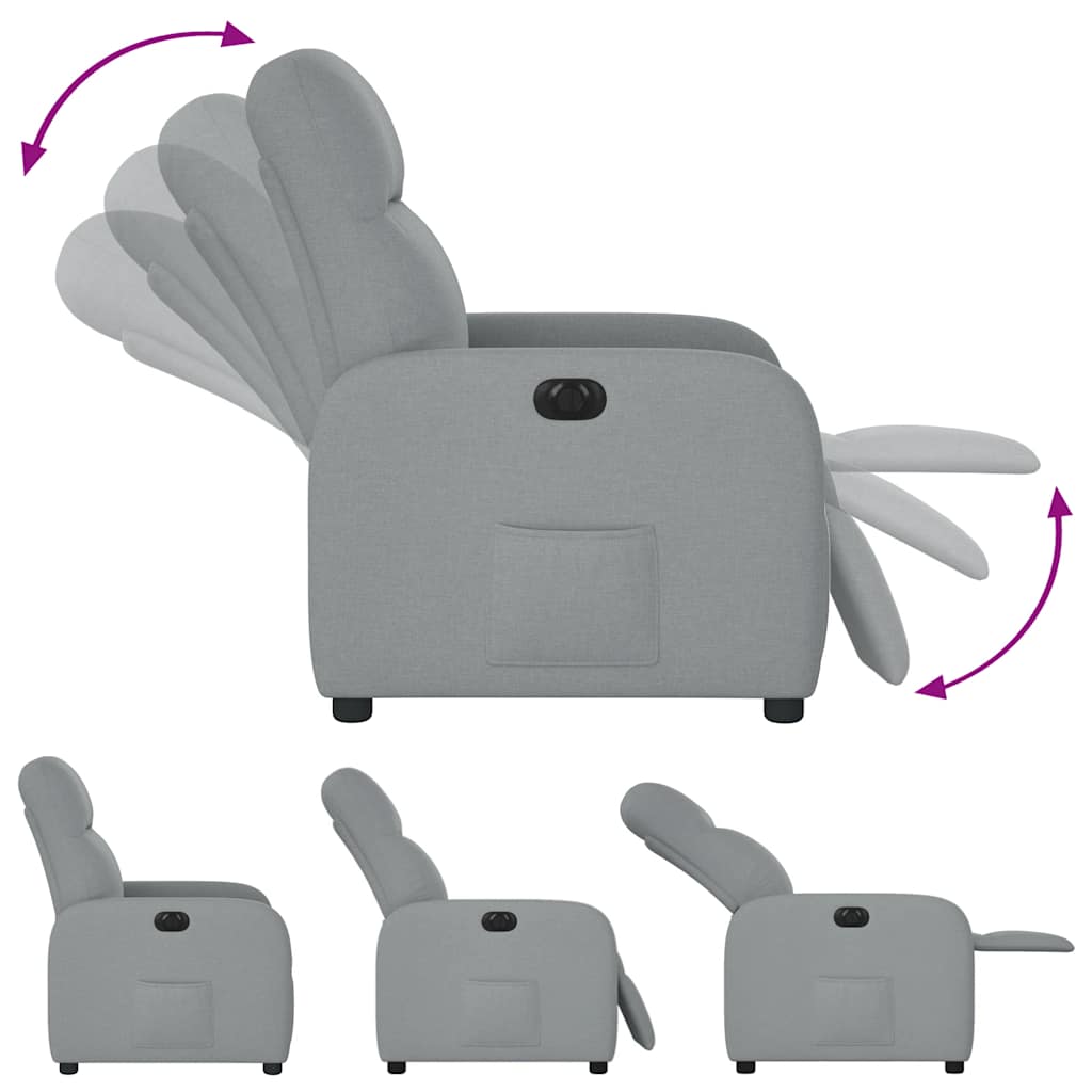 Fauteuil inclinable électrique Gris clair Tissu