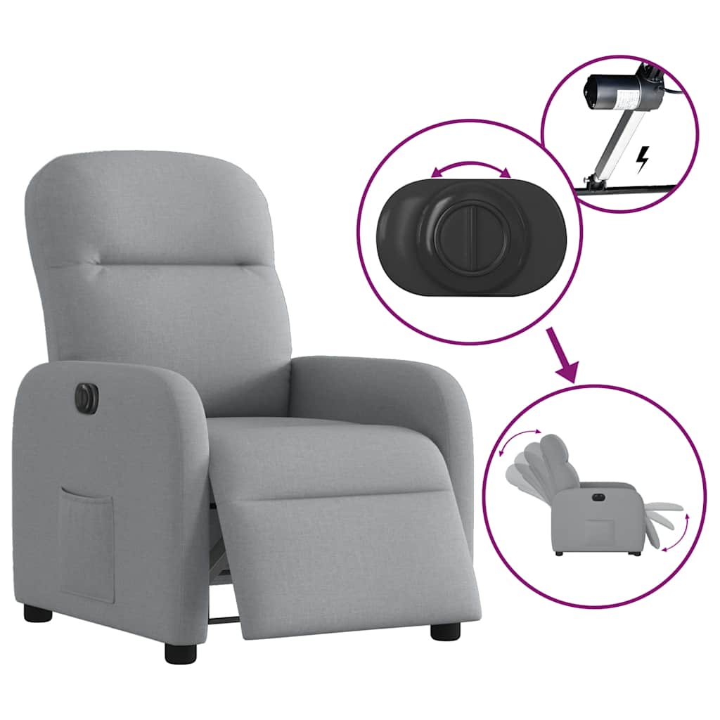 Fauteuil inclinable électrique Gris clair Tissu