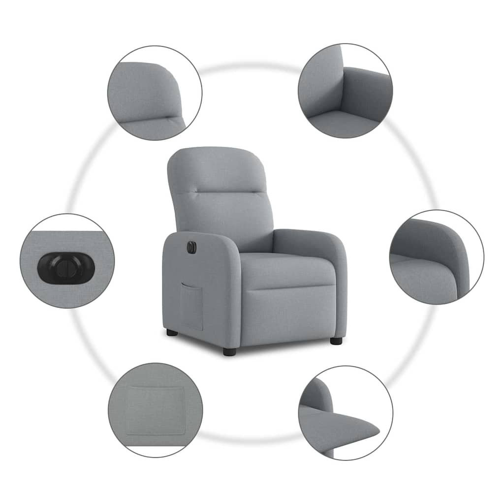 Fauteuil inclinable électrique Gris clair Tissu