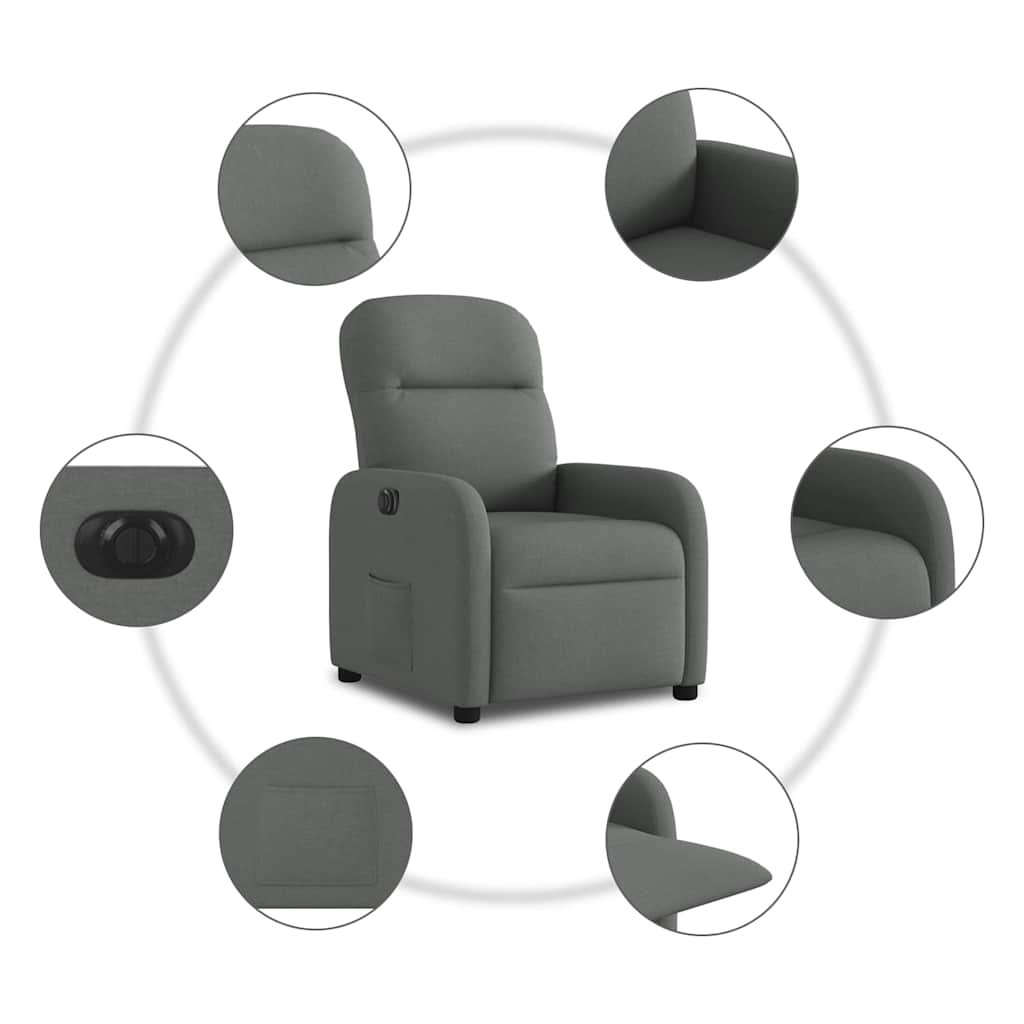 Fauteuil inclinable électrique Gris foncé Tissu