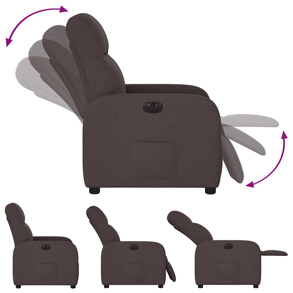 Fauteuil inclinable électrique Marron foncé Tissu