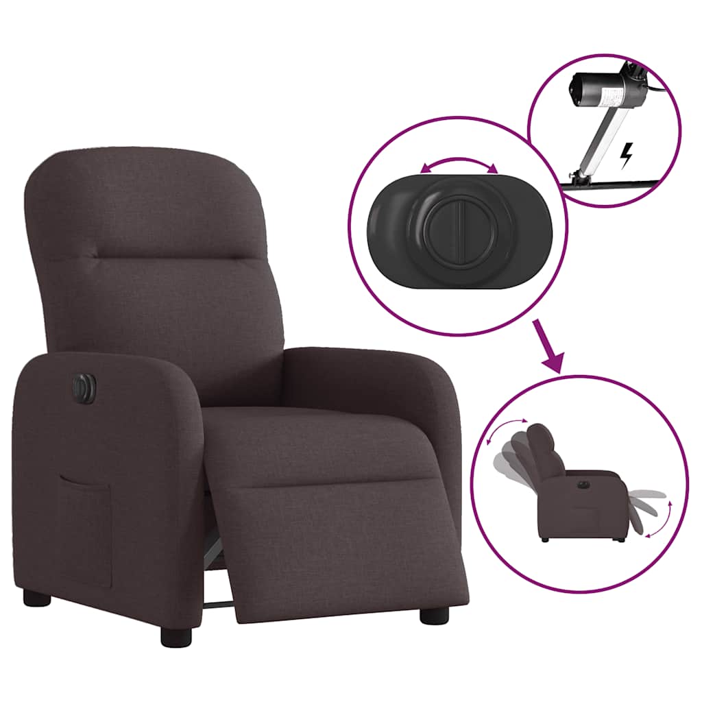 Fauteuil inclinable électrique Marron foncé Tissu