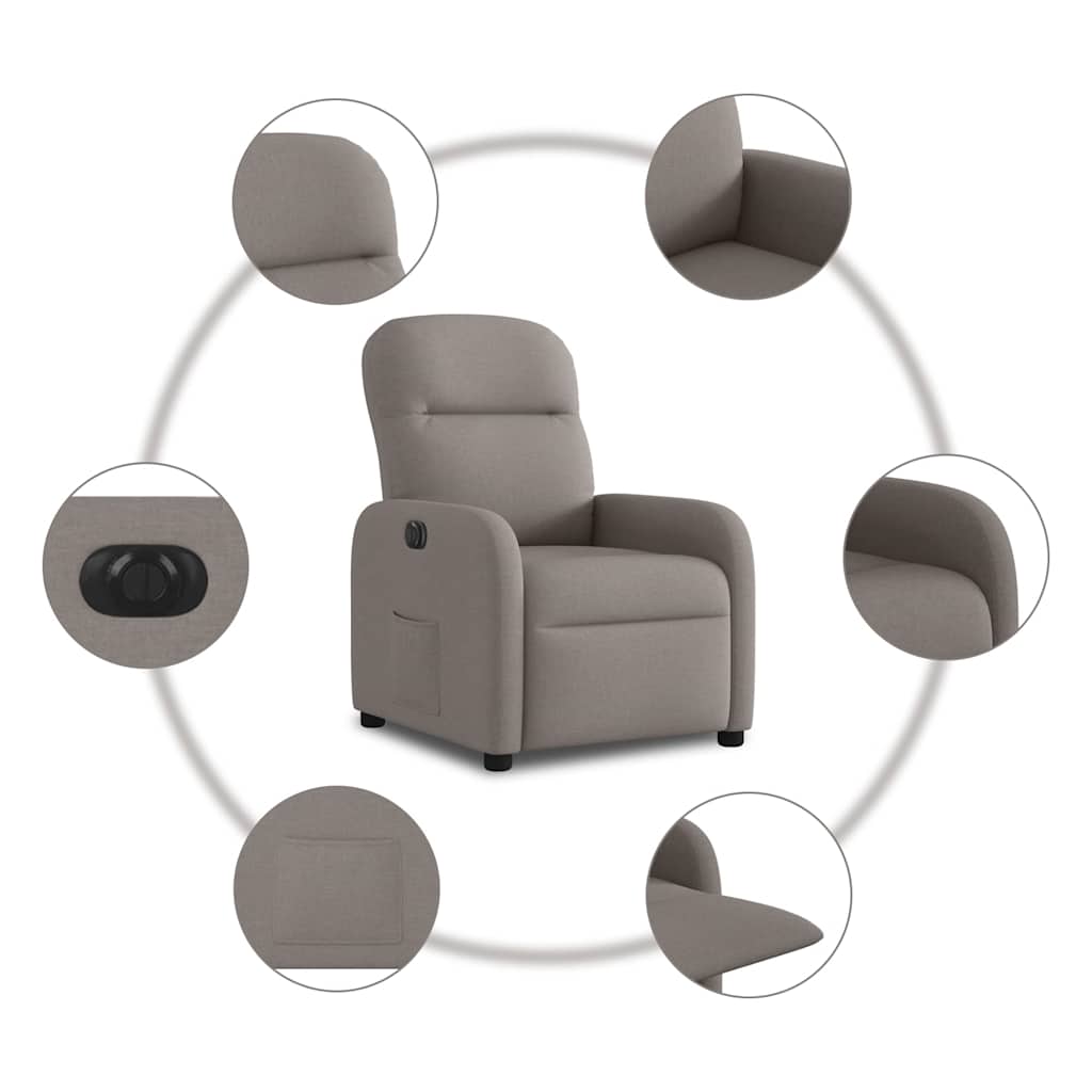 Fauteuil inclinable électrique Taupe Tissu