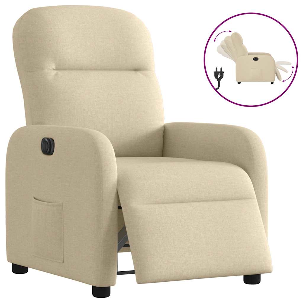 Fauteuil inclinable électrique Crème Tissu