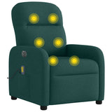 Fauteuil de massage inclinable électrique Vert foncé Tissu