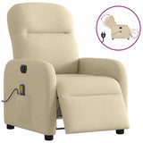 Fauteuil inclinable de massage électrique crème tissu