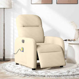Fauteuil inclinable de massage électrique crème tissu