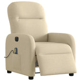Fauteuil inclinable de massage électrique crème tissu